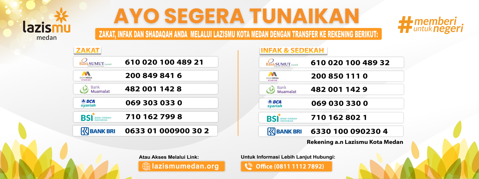 Rekening zakat, infak dan sedekah Lazismu Kota Medan